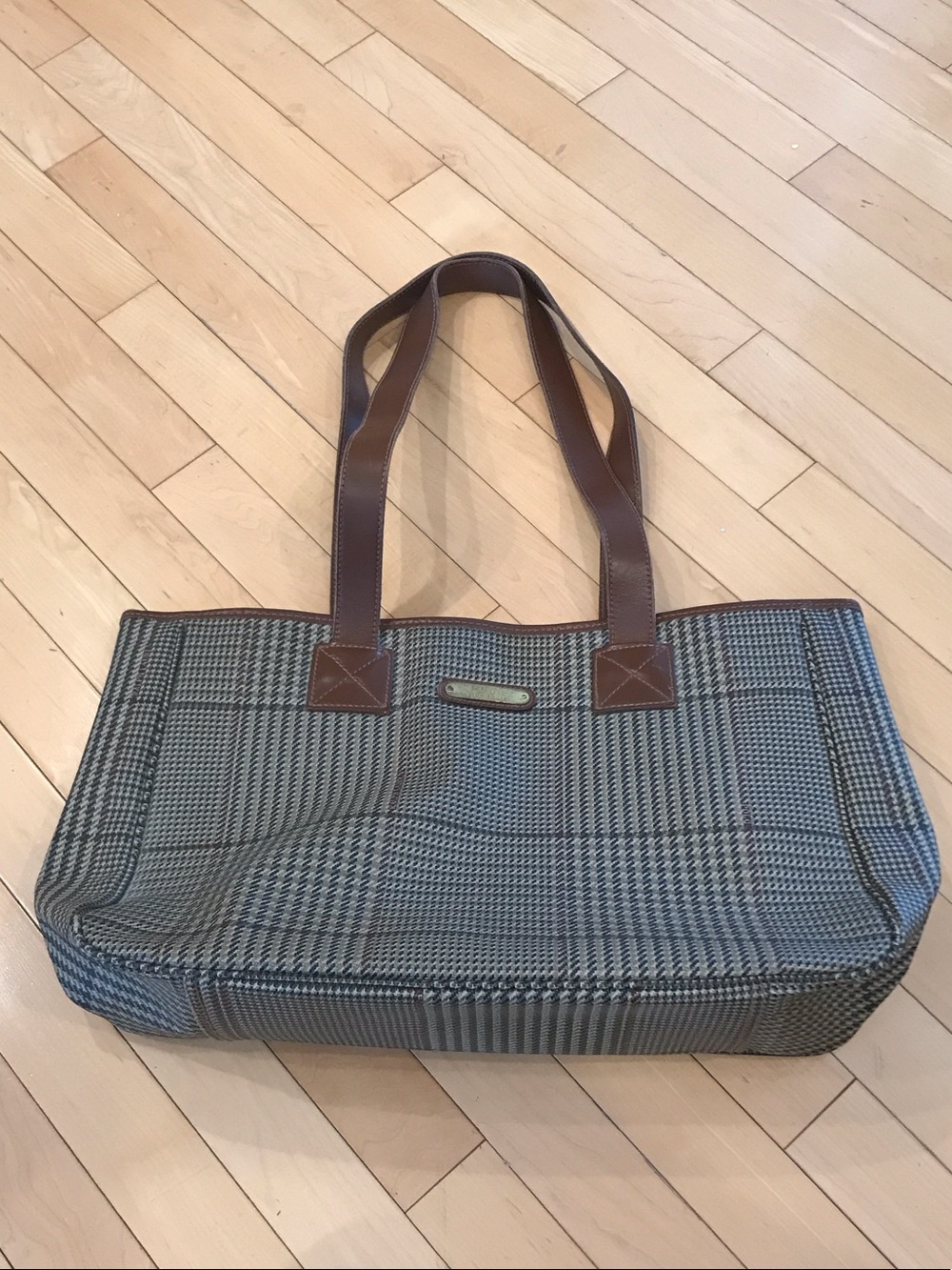 Vintage Polo Ralph Lauren Plaid purse tote bag w zipper closure